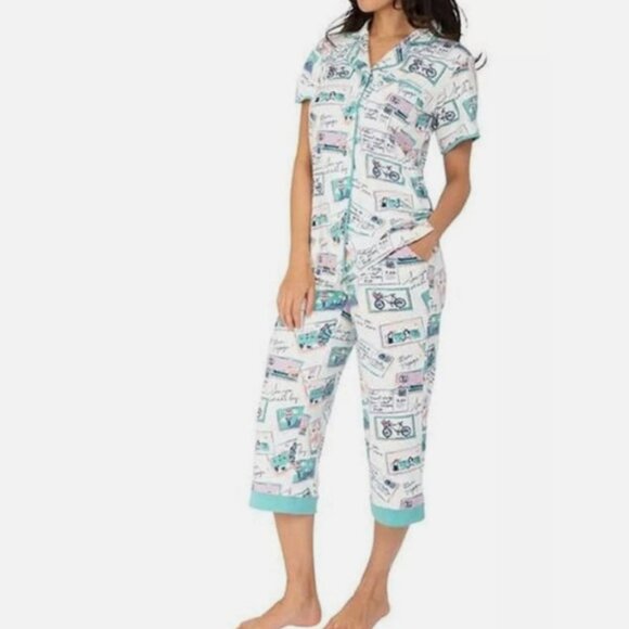 NWT munki munki Bon Voyage Graphic Pink Flamingo Travel Pajama Set - Size Medium - Picture 1 of 4